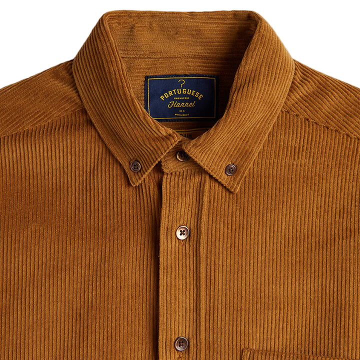 Portuguese Flannel Lobo Prairie Cord Shirt Prairie Collar Close Up