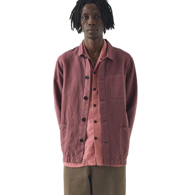 Toast Menswear Arlo Garment Dye Herringbone Jacket Mauve Model Front