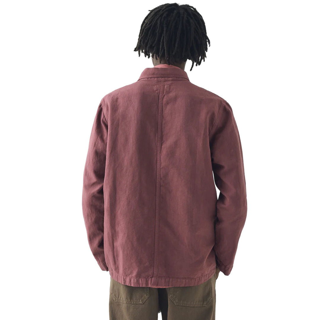 Toast Menswear Arlo Garment Dye Herringbone Jacket Mauve Back