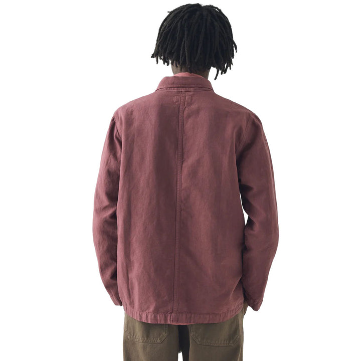 Toast Menswear Arlo Garment Dye Herringbone Jacket Mauve Back