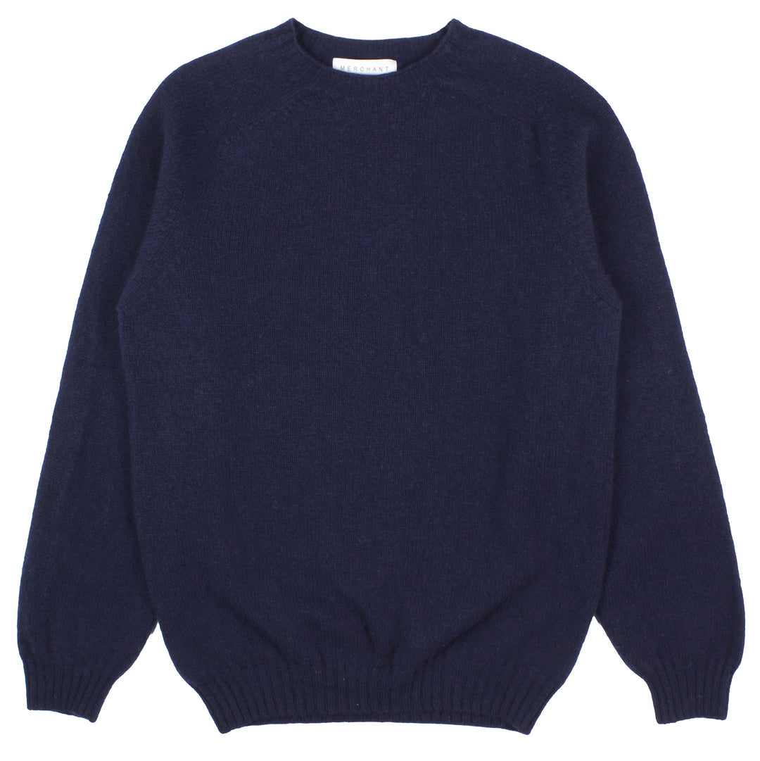 Merchant Menswear Supersoft Lambswool Crew Neck Navy