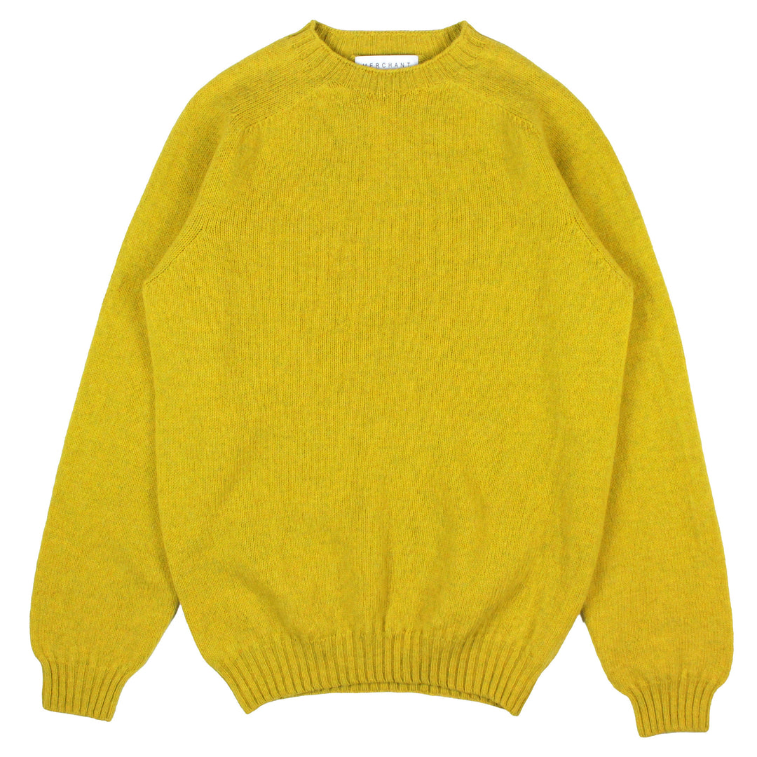 Merchant Menswear Supersoft Lambswool Crew Neck Citrine