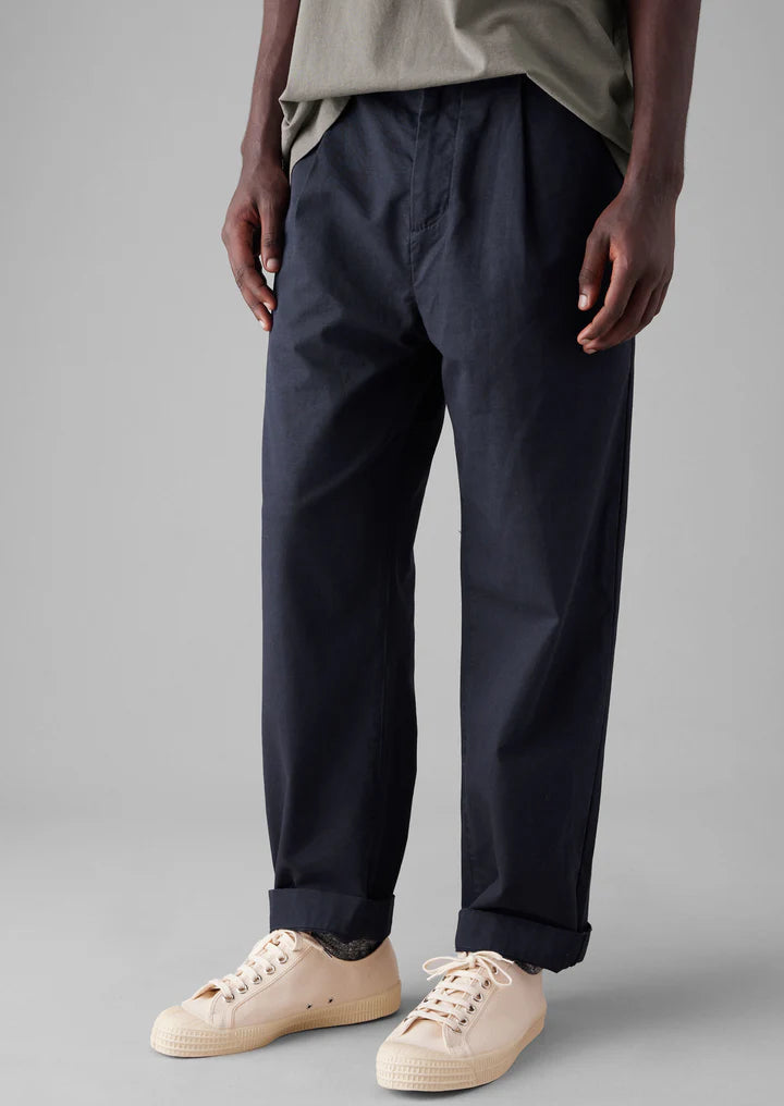 Otto Cotton Pleat Trousers Navy.