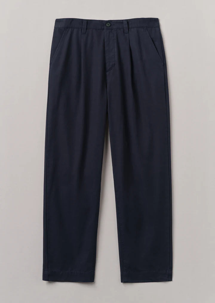 Otto Cotton Pleat Trousers Navy.