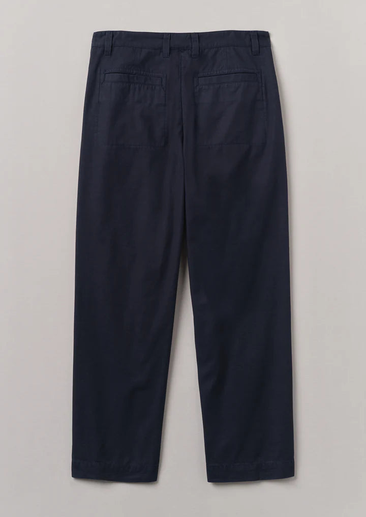 Otto Cotton Pleat Trousers Navy.