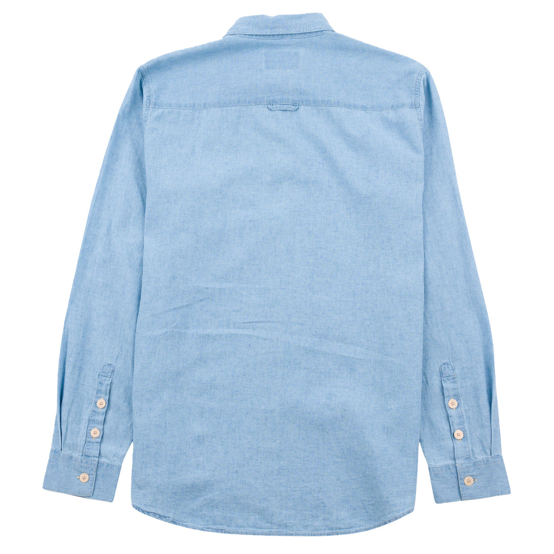 Folk Microcheck Relaxed Fit Shirt Indigo Back