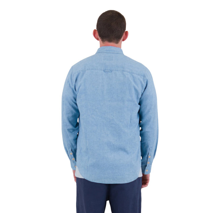 Folk Microcheck Relaxed Fit Shirt Indigo Model ack Image