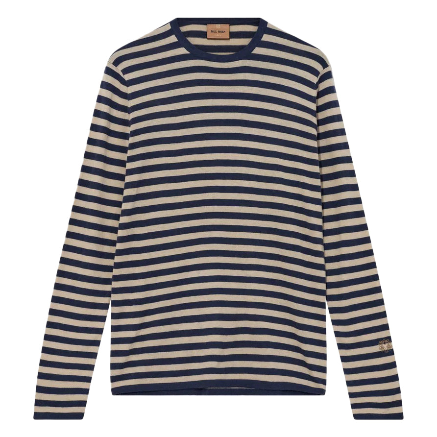 Mos Mosh Gallery Adam Soft Stripe Knit Dark Sky_Blue Front