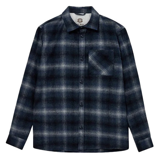 Mos Mosh Gallery David Wool Check Shirt Navy Check Front