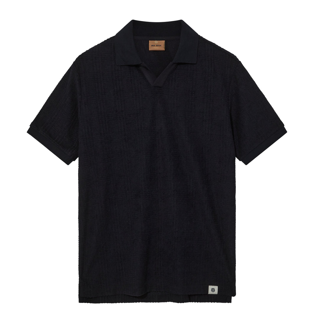 Mos Mosh Gallery Roma Split Polo Navy Front View Image