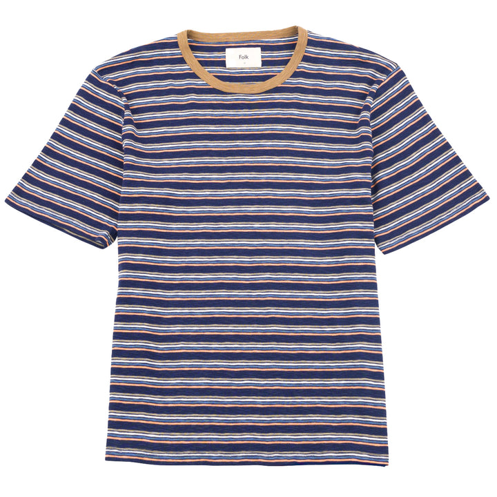 Multistripe T-Shirt Navy Mix Front