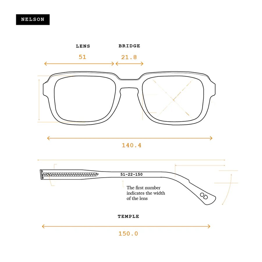 Nelson Sunglasses Size Guide Image