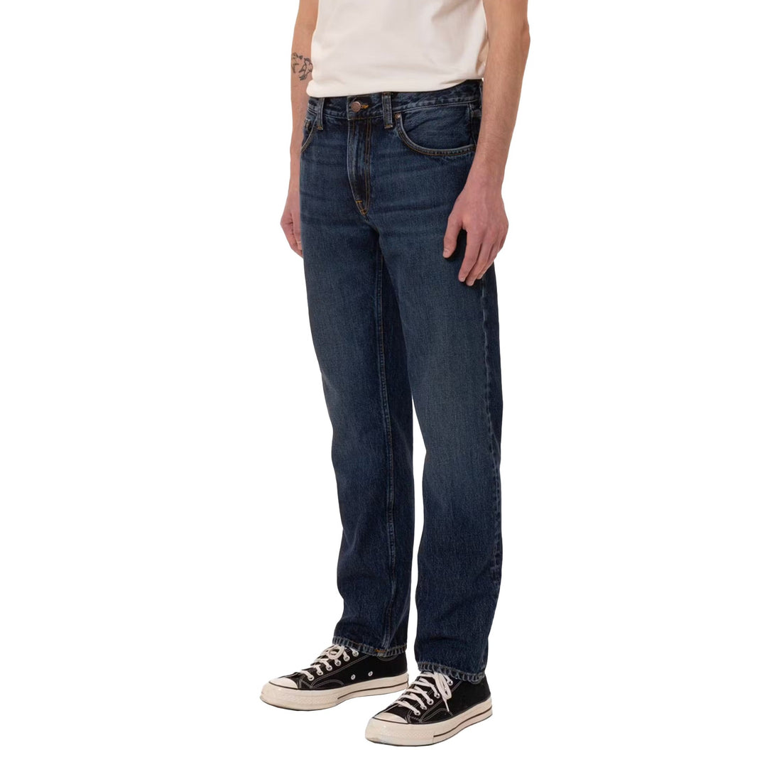 Nudie Jeans Gritty Jackson Blue Soil Front Model Image