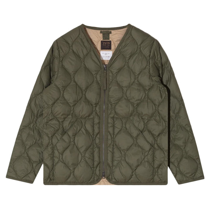 Military V Neck Down Jacket Olive