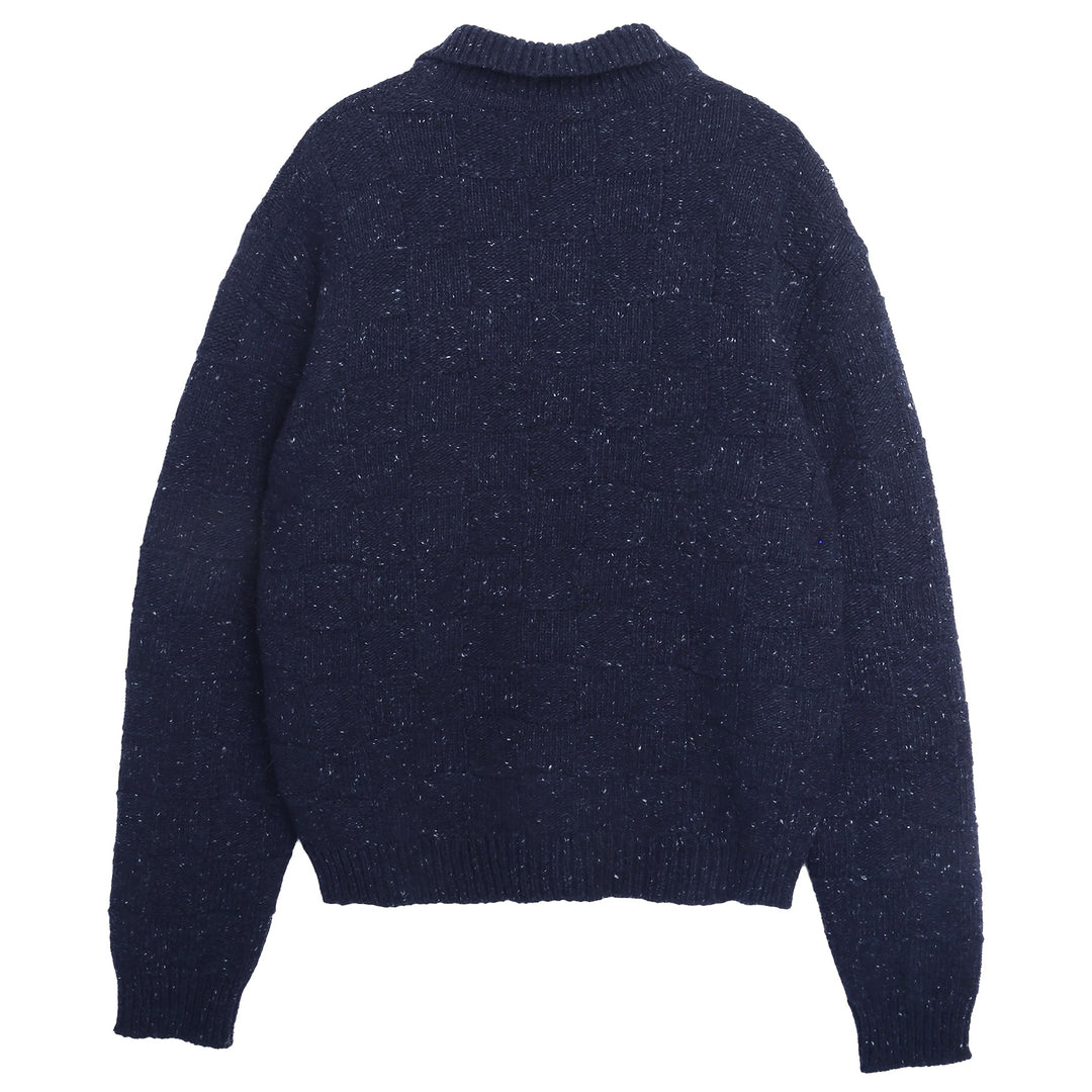 YMC Rat Pack Waffle Donegal Cardigan Navy
