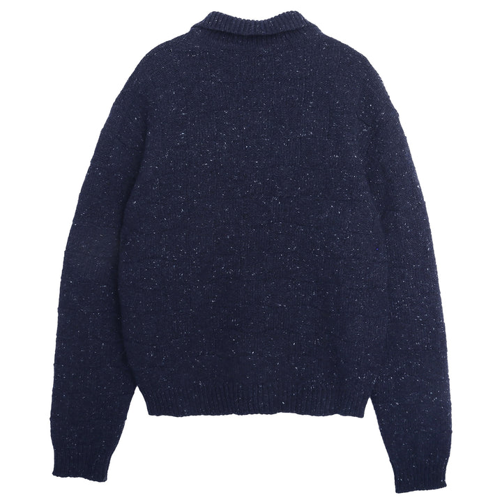 YMC Rat Pack Waffle Donegal Cardigan Navy