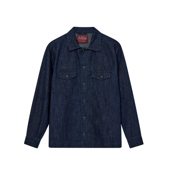 Mos Mosh Gallery Marcello Chambray Overshirt Indigo Front