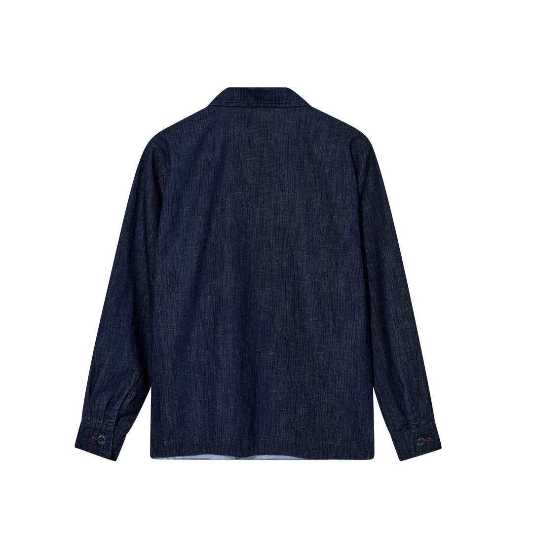 Mos Mosh Gallery Marcello Chambray Overshirt Indigo Back