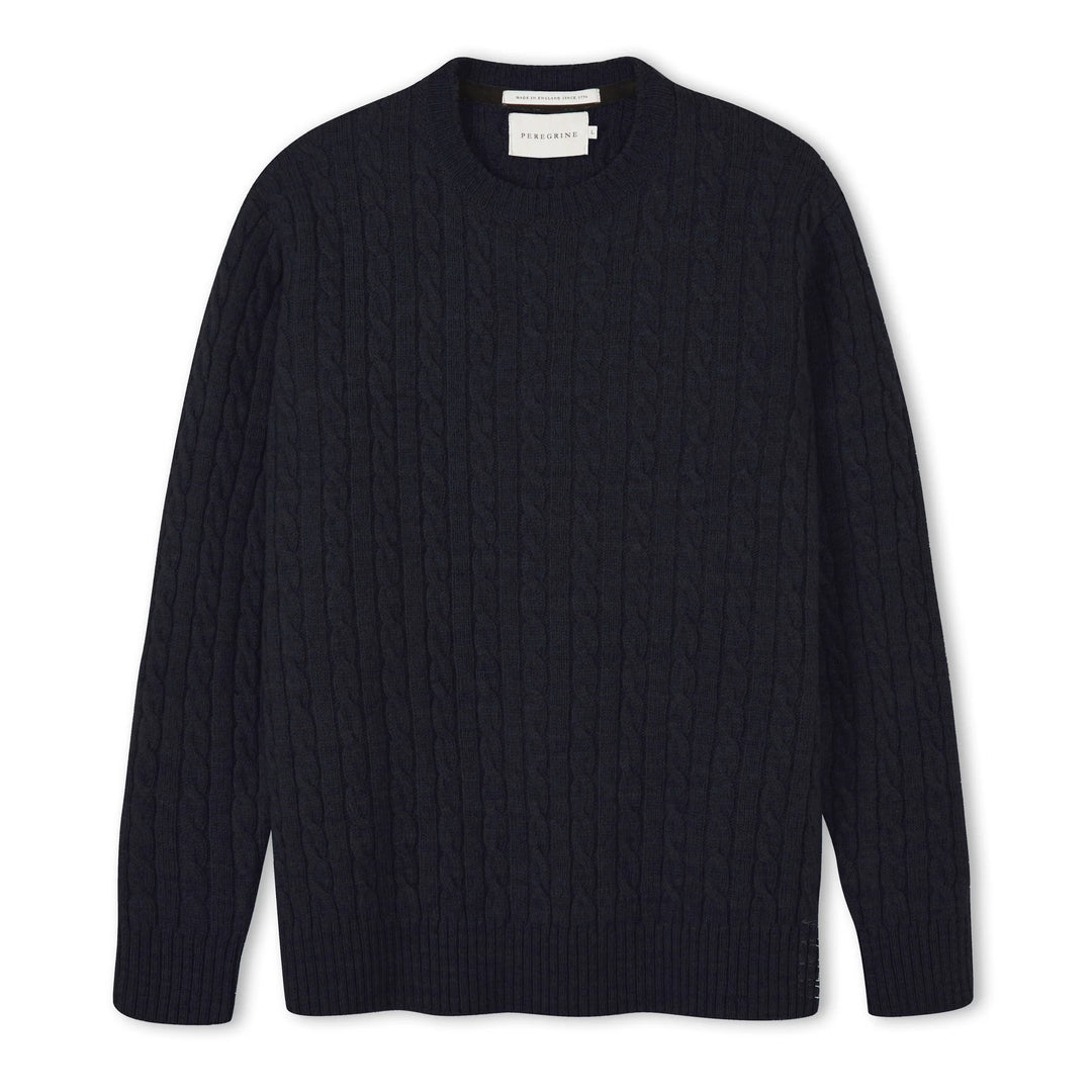 Peregrine Makers Stitch Cable Crew Navy Front View Image