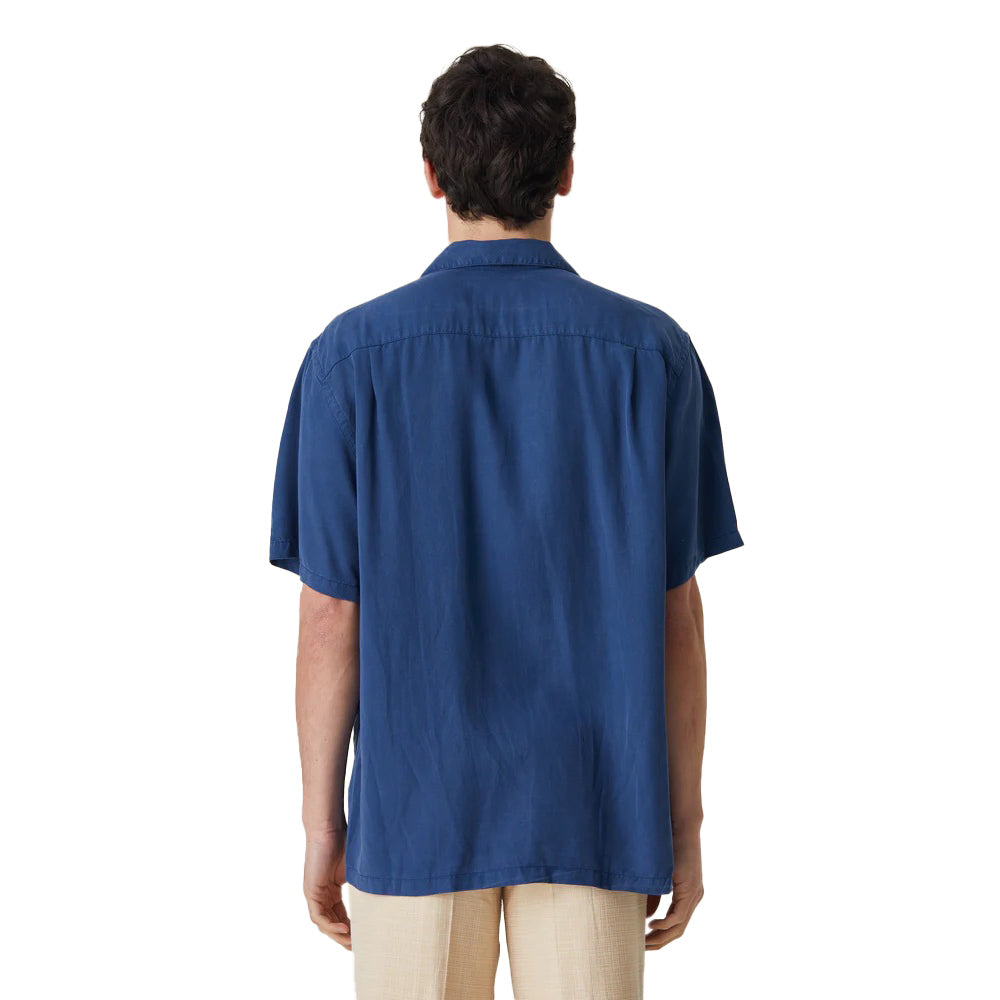 Portuguese Flannel Dogtown Short Sleeve Shirt Blue Back View