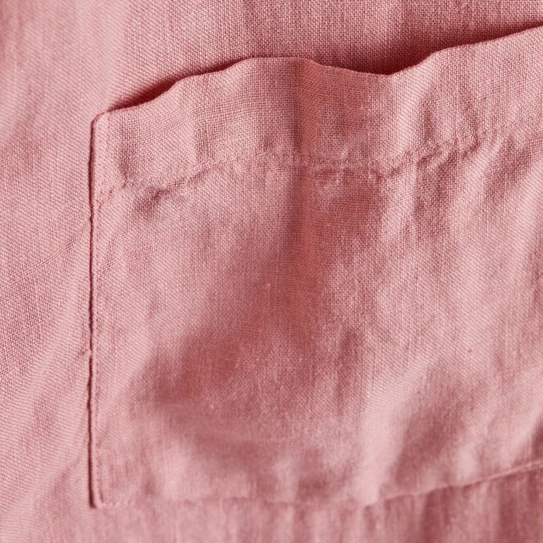 Portuguese Flannel Linen Camp Collar Shirt Rose Pocket Detail Image