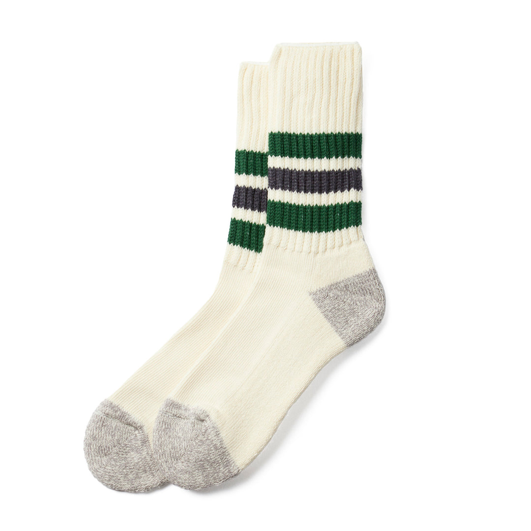 Old School Ribbed Socks Green/Charcoal
