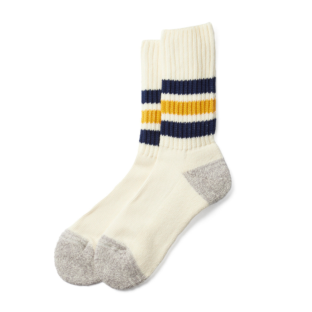 Old School Ribbed Socks Navy/Yellow