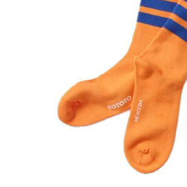 Fine Pile Striped Crew Socks Orange / Blue