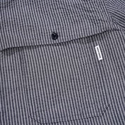 Kappy Design Stripe Pocket Work Shirt Navy pocket detail