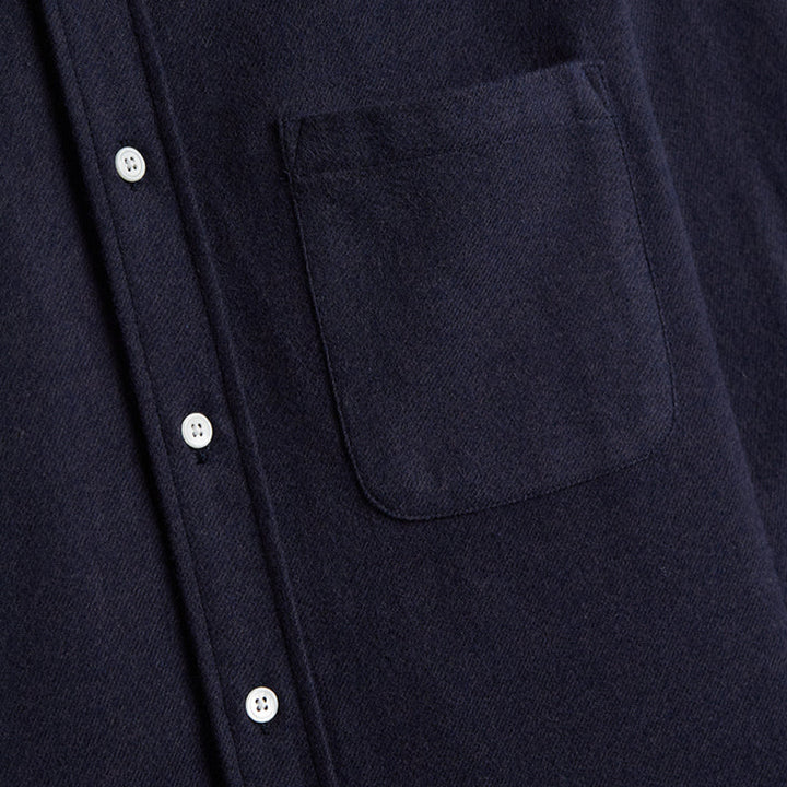 Portuguese Flannel Teca 2.0 Flannel Shirt Navy Pocket Detail