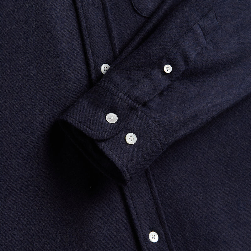 Portuguese Flannel Teca 2.0 Flannel Shirt Navy Cuff Detail