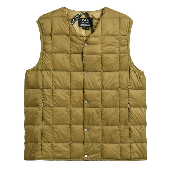 V Neck Down Vest Beige