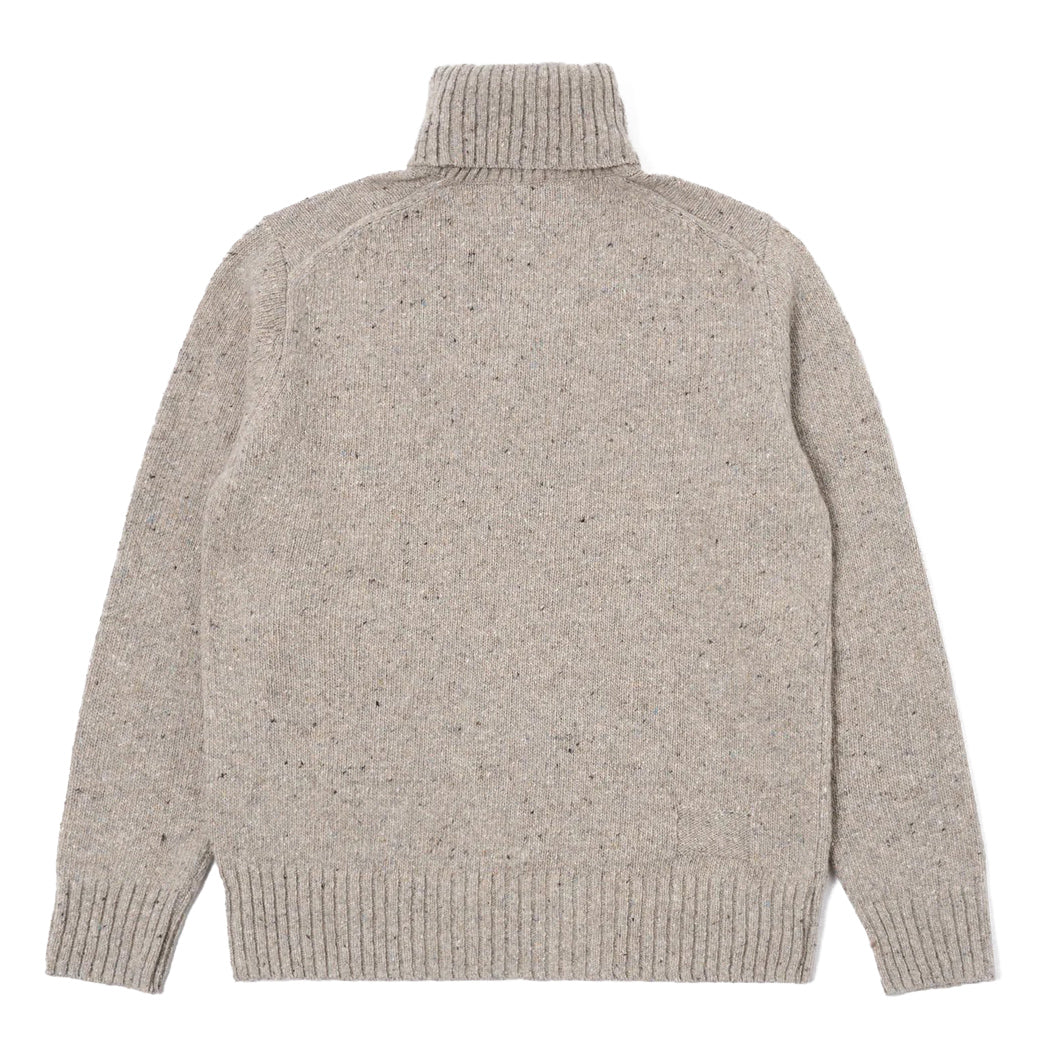 Tweed Knit Roll Neck Oatmeal