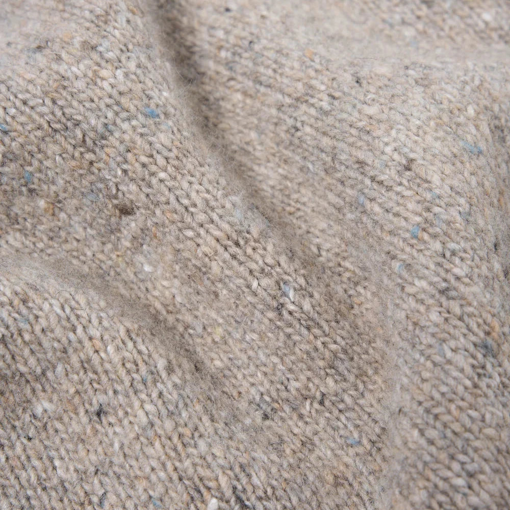 Tweed Knit Roll Neck Oatmeal Fabric