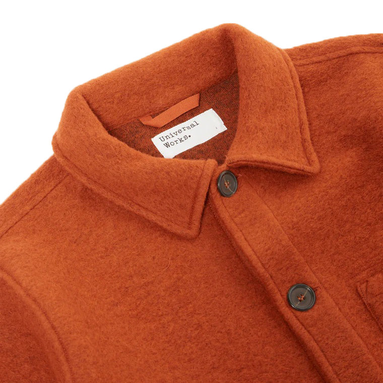 Field Jacket In Orange Wool Fleece