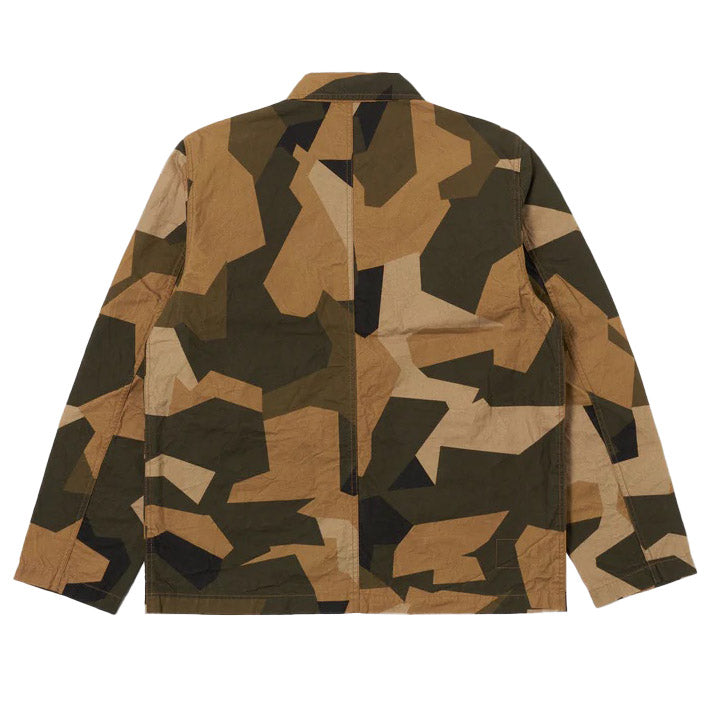 Universal Works Utility Jacket In Swedish Camo Brown Back