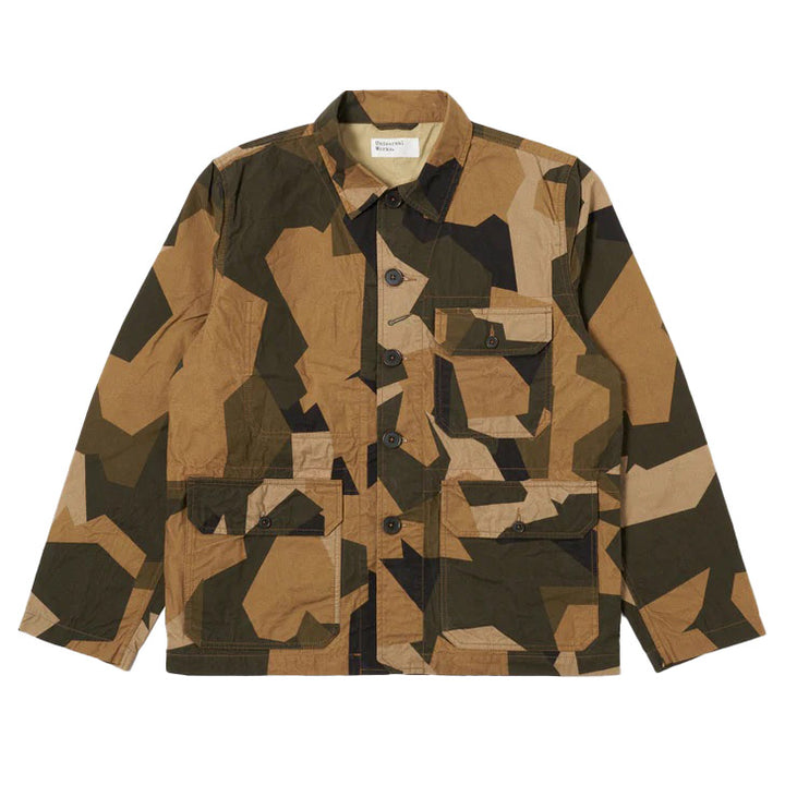 Universal Works Utility Jacket In Swedish Camo Brown Front