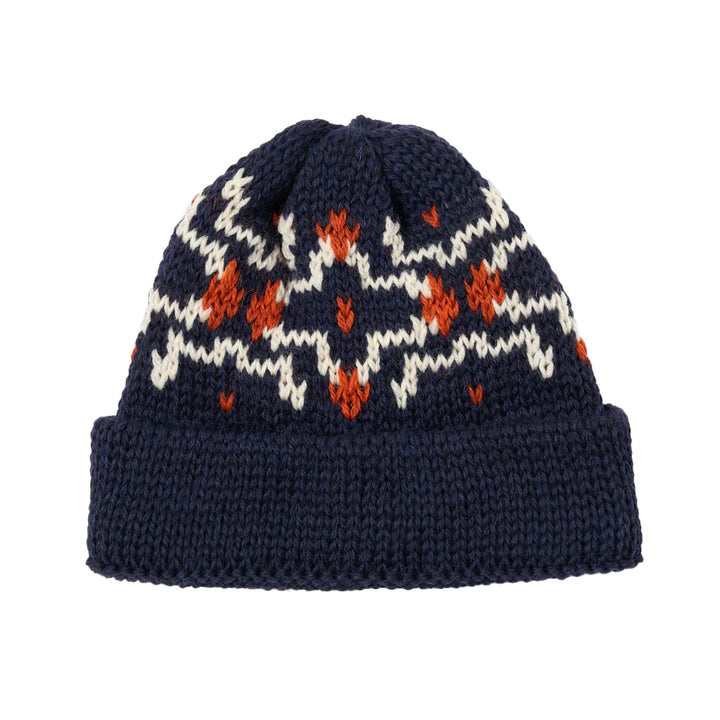 British Wool Short Watch Cap Navy / Ecru