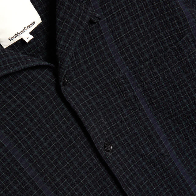 YMC Malick Shirt Black Green Close Up Image