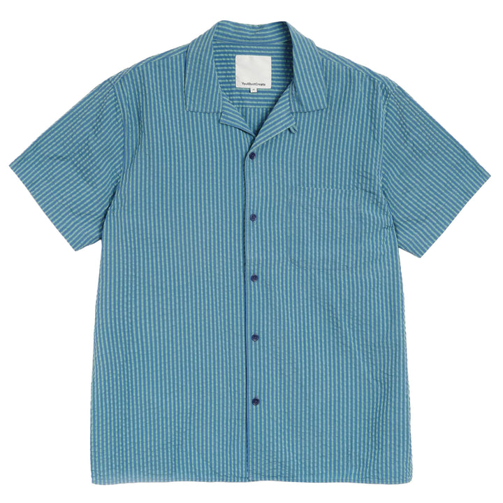 YMC Malick Shirt Blue Green Front Image