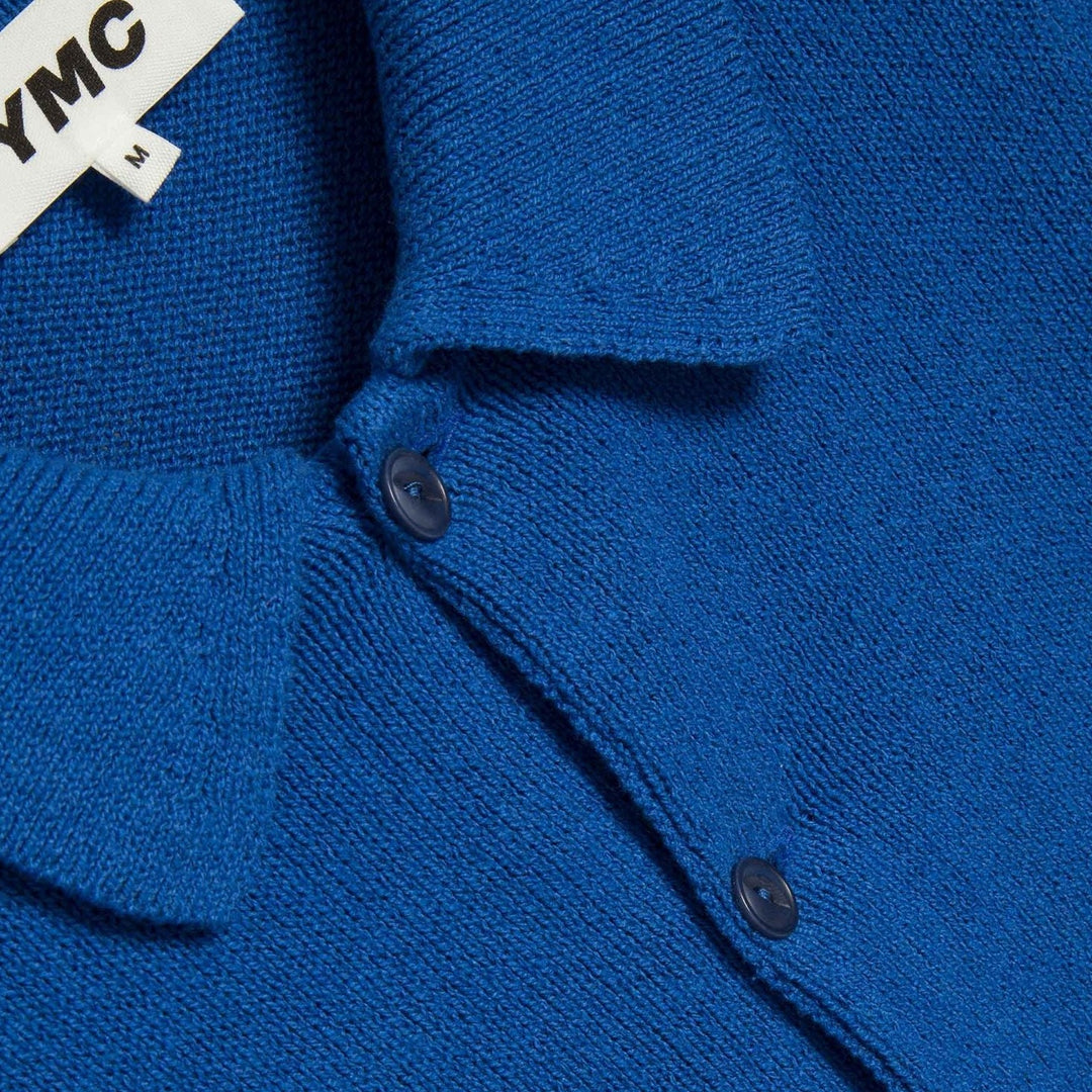 YMC Rat Pack Cardigan Blue Close Up Image
