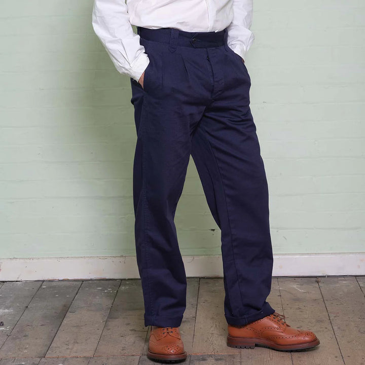 Yarmouth Oilskins The Work Trouser Navy Model Front View