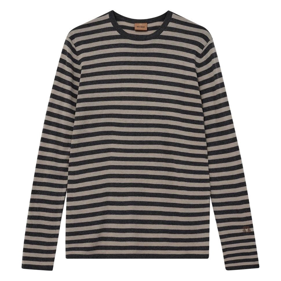 Adam Soft Stripe Knit Charcoal Melange Stripe - Merchant Menswear