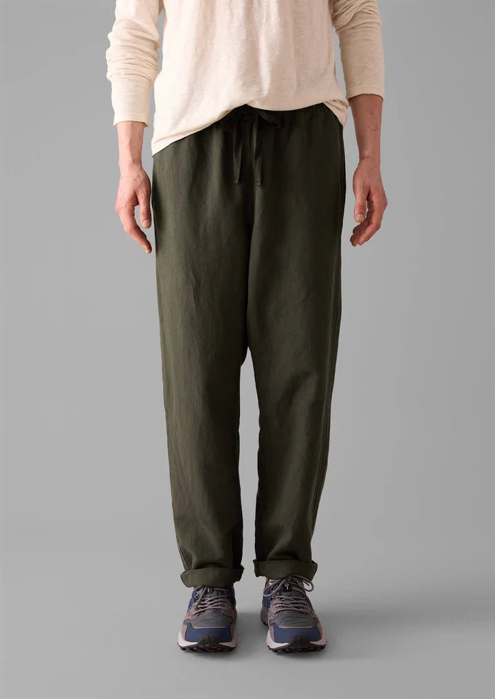 Alfie Garment Dyed Herringbone Trousers Dark Moss - Merchant Menswear