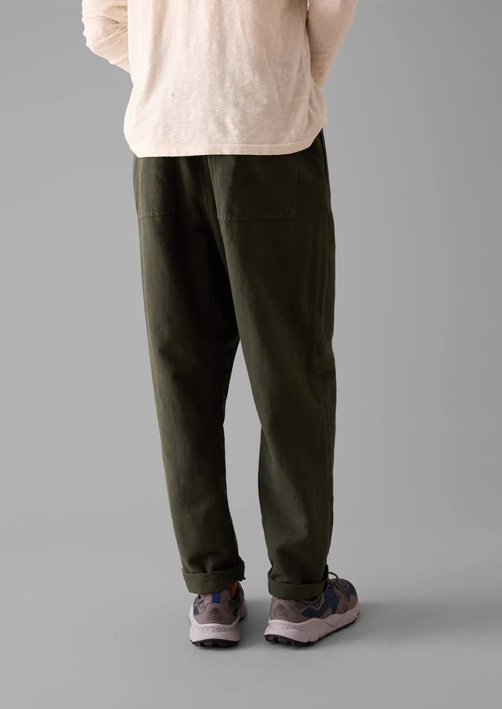 Alfie Garment Dyed Herringbone Trousers Dark Moss - Merchant Menswear