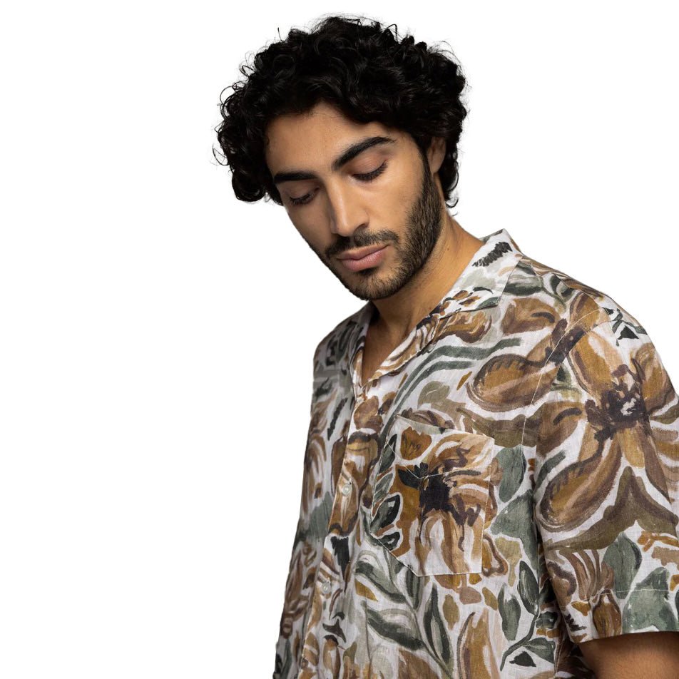 Babel Sun Linen Shirt Foss Green - Merchant Menswear