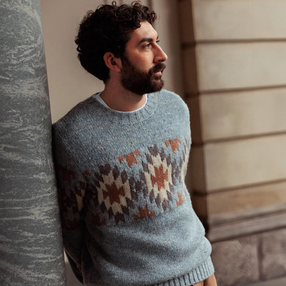 Barry Autumn Knit Ocean Blue Melange - Merchant Menswear