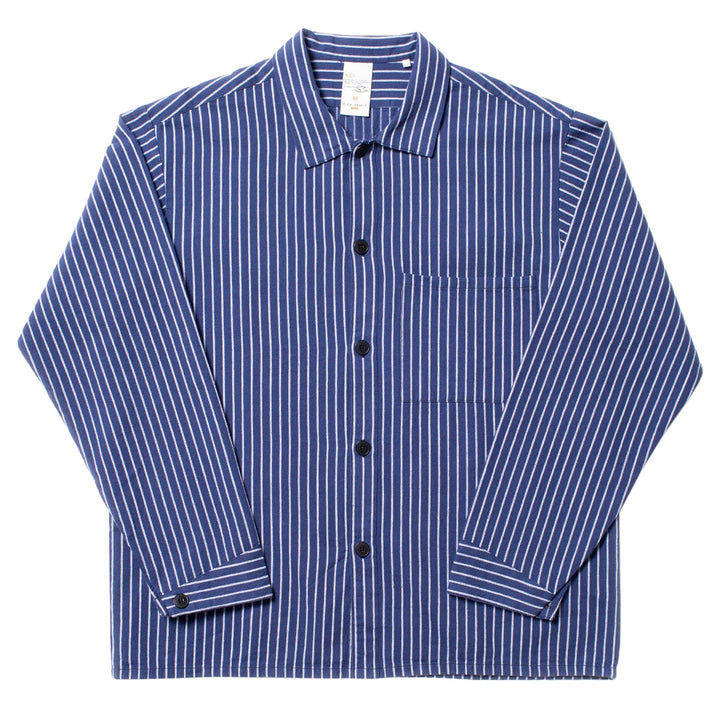 Berra Striped Worker Shirt Blue - Merchant Menswear