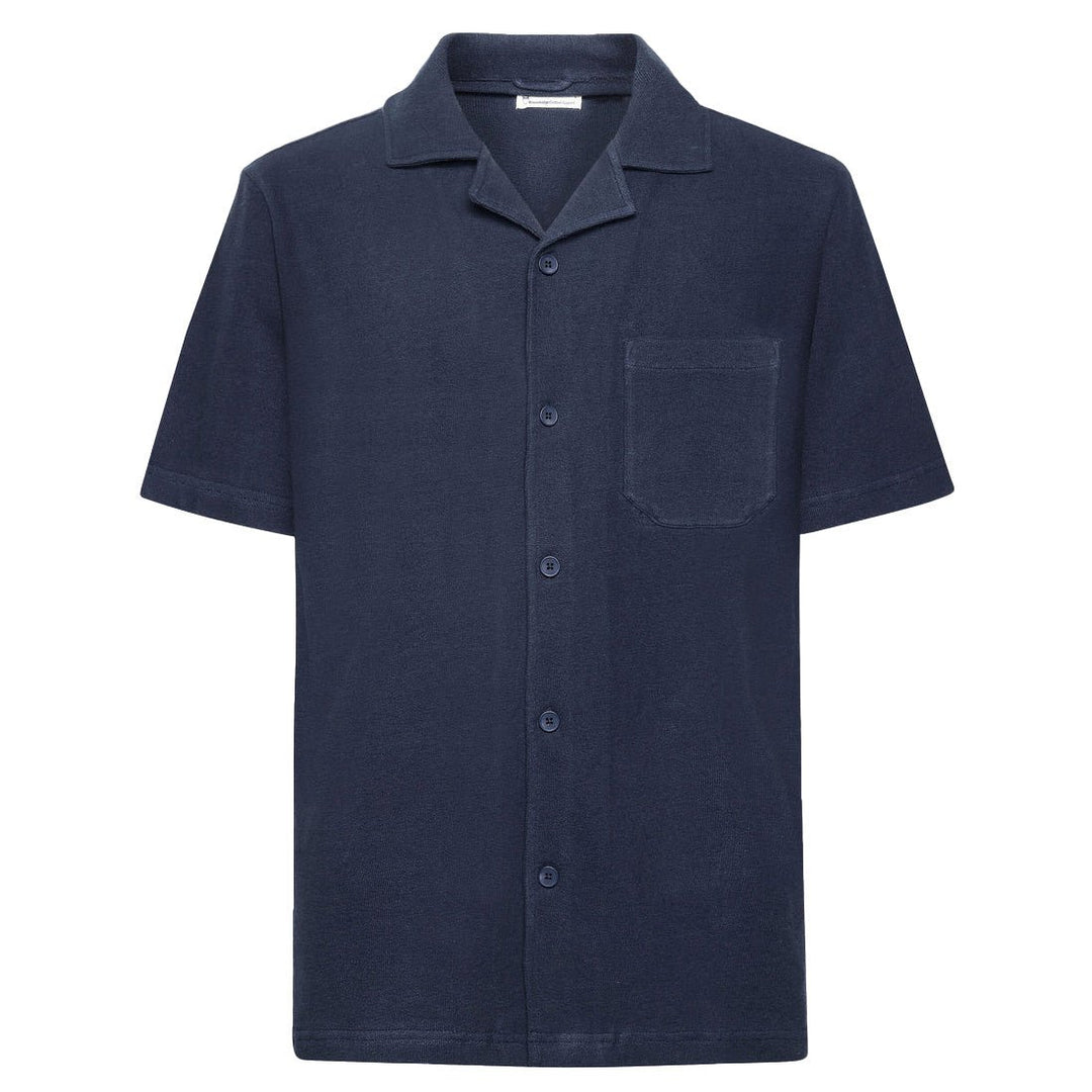 Box Short Sleeve Cotton Boucle Shirt Night Sky - Merchant Menswear