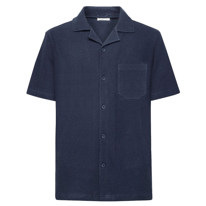 Box Short Sleeve Cotton Boucle Shirt Night Sky - Merchant Menswear